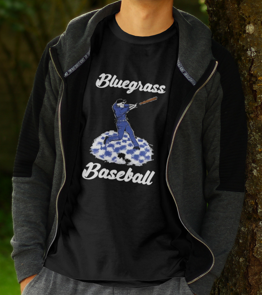 Bluegrass Baseball Batter With Blue And White Checkerboard Field T-Shirt