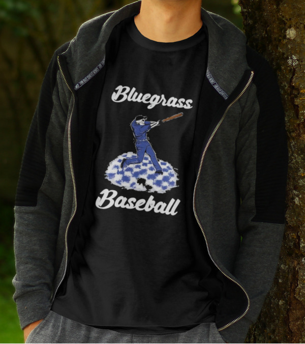 Bluegrass Baseball Batter With Blue And White Checkerboard Field T-Shirt