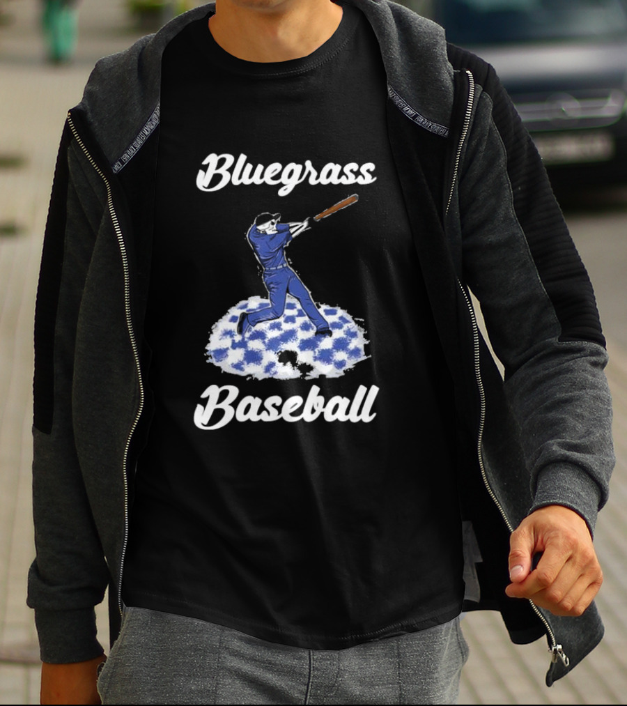 Bluegrass Baseball Batter With Blue And White Checkerboard Field T-Shirt