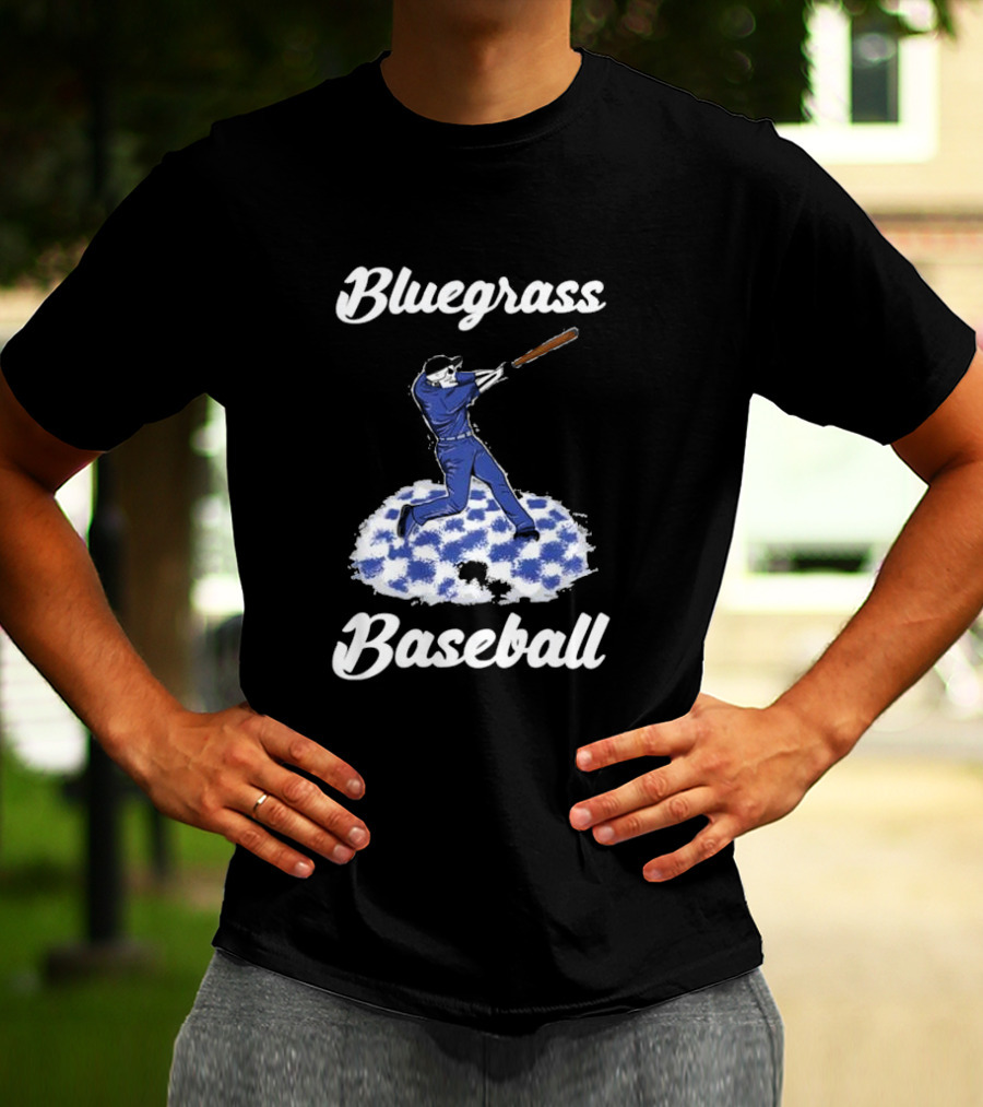 Bluegrass Baseball Batter With Blue And White Checkerboard Field T-Shirt