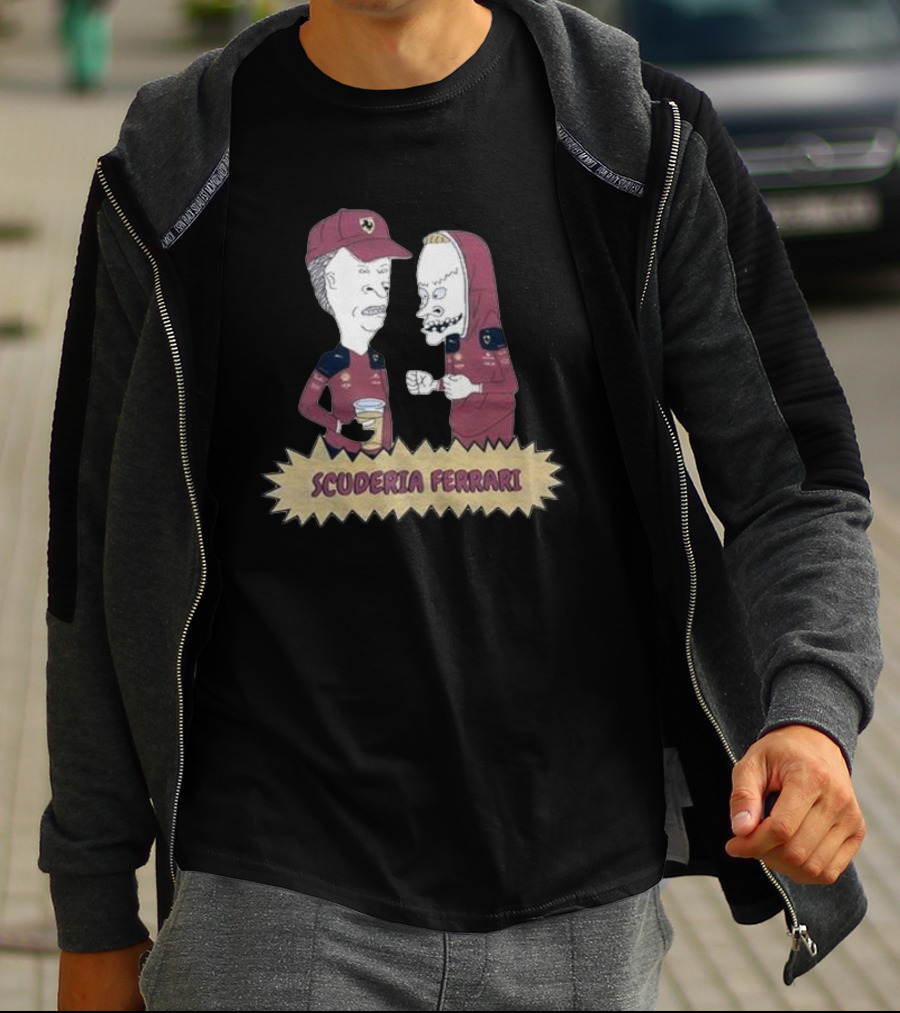 Scuderia Ferrari Beavis And Butthead Enzo Ferrari Racing Team Characters Collaboration T-Shirt