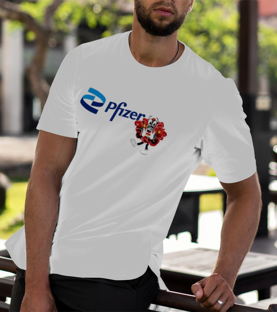 Pfizer New Mascot Clotty With Bear Character And Energy Burst T-Shirt