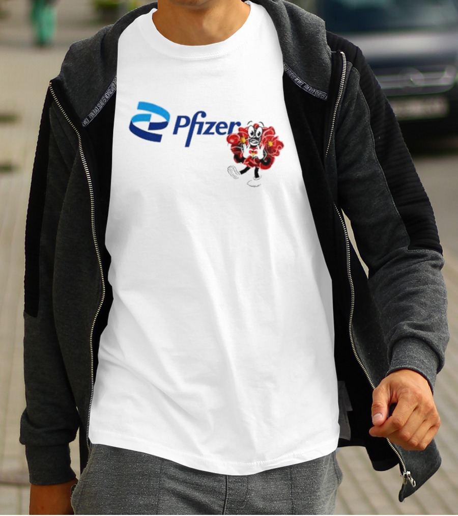 Pfizer New Mascot Clotty With Bear Character And Energy Burst T-Shirt