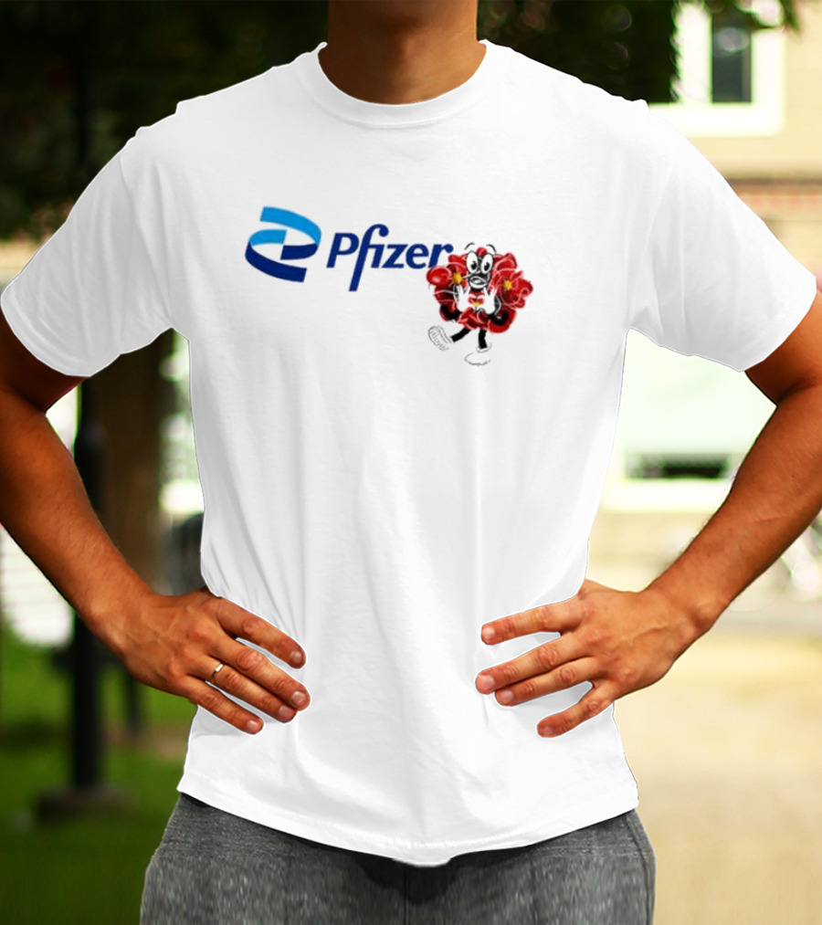 Pfizer New Mascot Clotty With Bear Character And Energy Burst T-Shirt