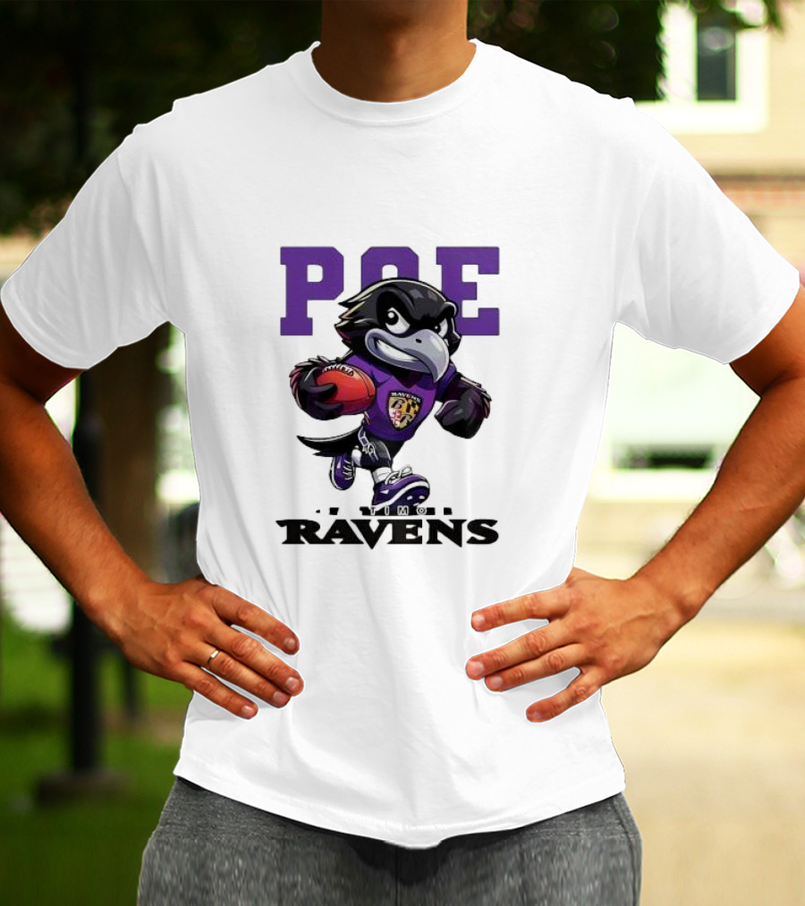Poe Baltimore Ravens Mascot Football Character T-Shirt