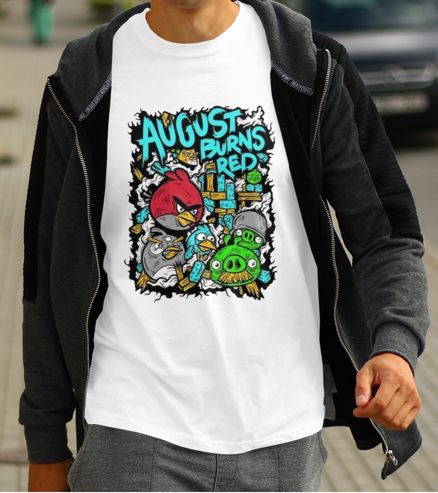 August Burns Red Angry Birds Throwback Collage With Pigs And Birds T-Shirt