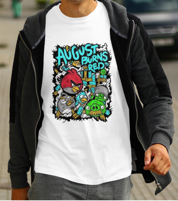 August Burns Red Angry Birds Throwback Collage With Pigs And Birds T-Shirt