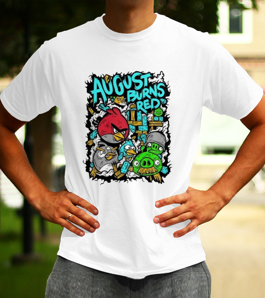 August Burns Red Angry Birds Throwback Collage With Pigs And Birds T-Shirt