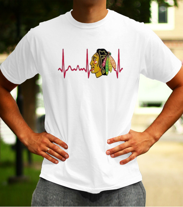 Chicago Blackhawks Heartbeat Hockey T-Shirt