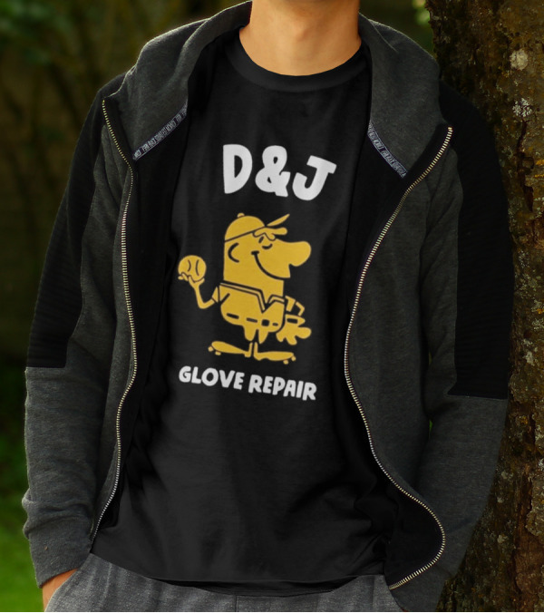 D&J Glove Repair Jimmy Lonetti Baseball Character T-Shirt