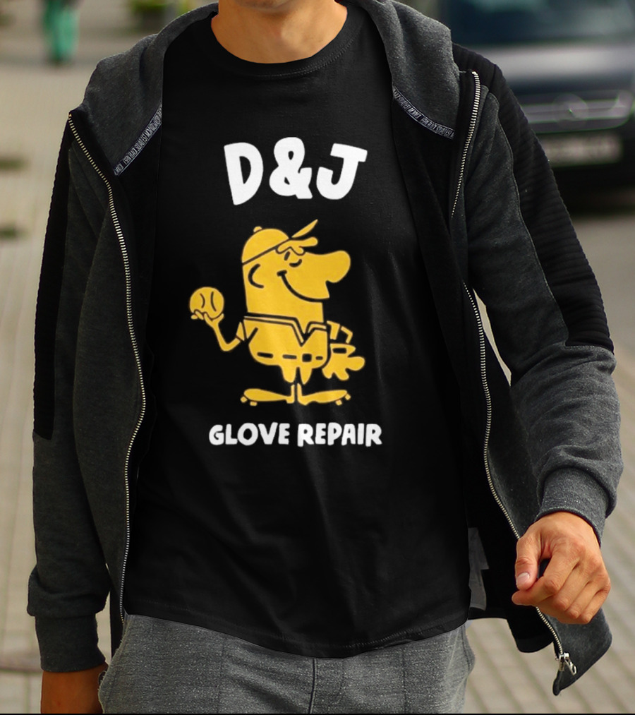 D&J Glove Repair Jimmy Lonetti Baseball Character T-Shirt