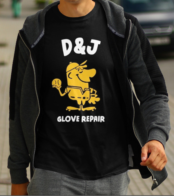D&J Glove Repair Jimmy Lonetti Baseball Character T-Shirt