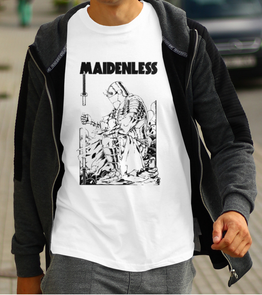 Maidenless Vintage Knight Artwork In Monochrome T-Shirt