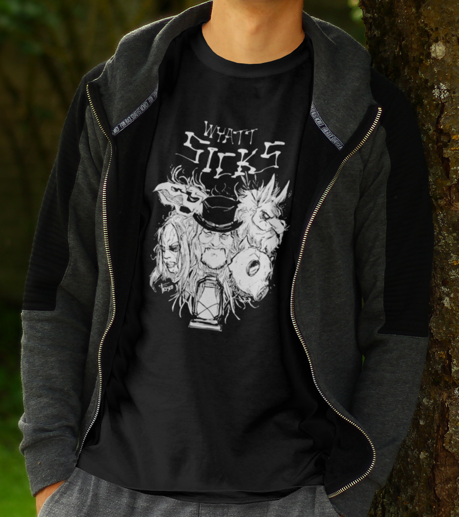 Wyatt Sicks Lantern And Masked Figures T-Shirt
