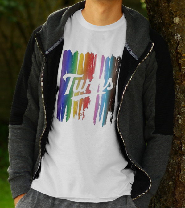 Twins Pride Day Rainbow Brush Strokes T-Shirt