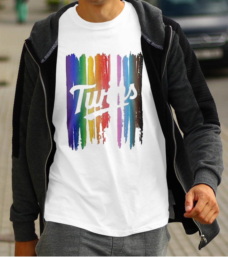 Twins Pride Day Rainbow Brush Strokes T-Shirt
