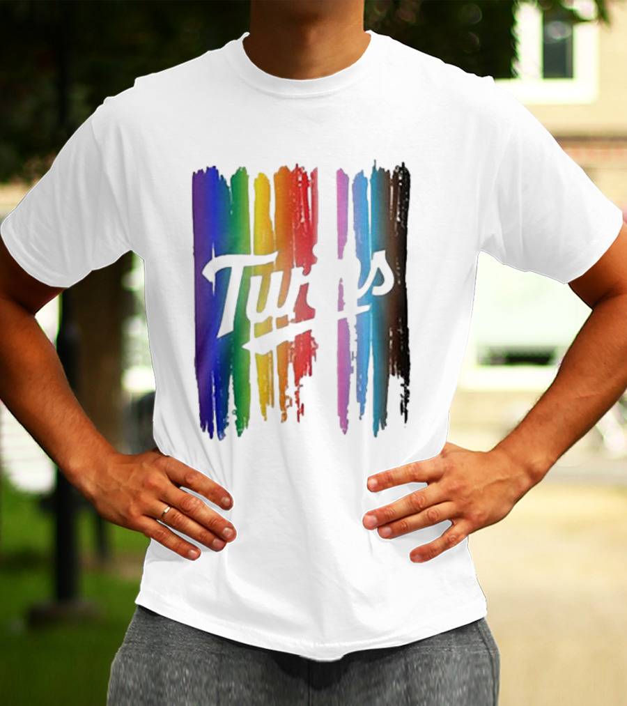 Twins Pride Day Rainbow Brush Strokes T-Shirt