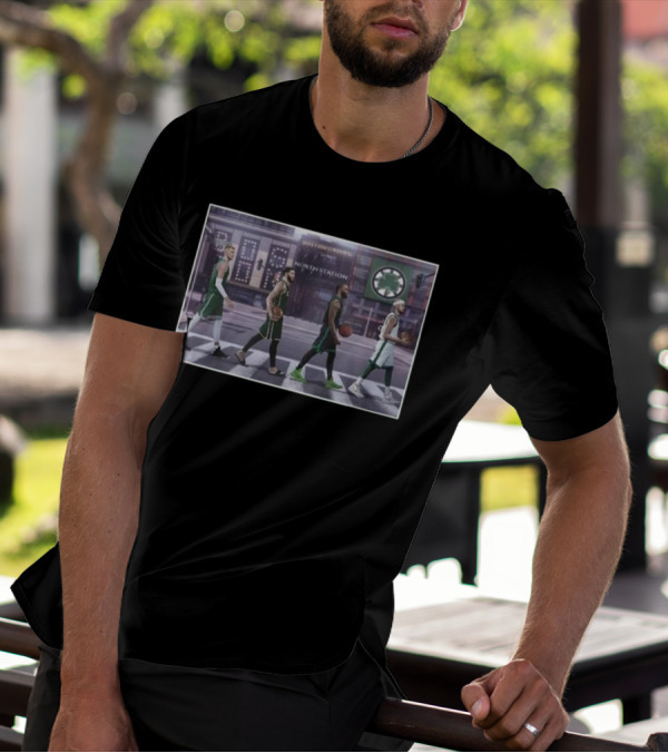 Boston Celtics Players Walking The Green Line North Station Boston Sports T-Shirt