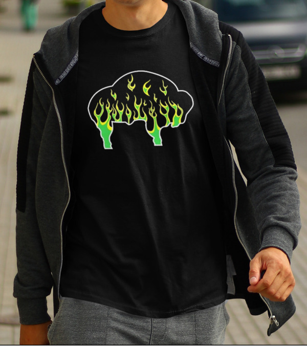 Buffalo The Old Pink Green Flame Buffalo T-Shirt