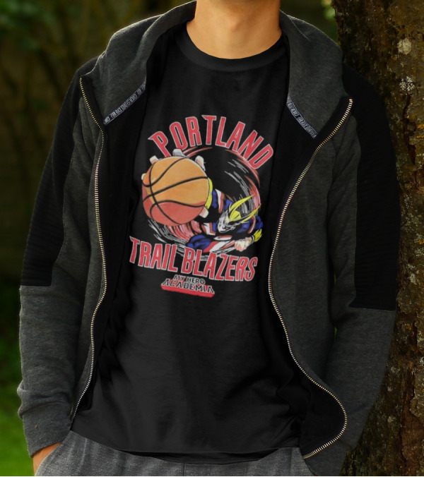 Portland Trail Blazers My Hero Academia All Might Basketball Smash T-Shirt