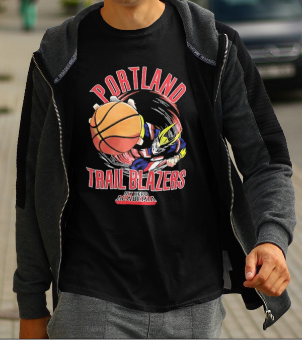 Portland Trail Blazers My Hero Academia All Might Basketball Smash T-Shirt