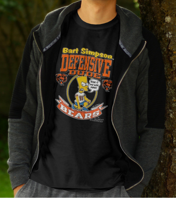 Bart Simpson Defensive Dude Bears Run It My Way Man T-Shirt