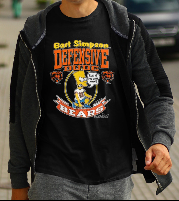 Bart Simpson Defensive Dude Bears Run It My Way Man T-Shirt