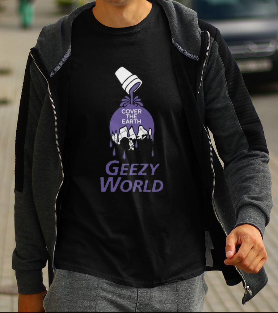 Cover The Earth Geezy World Purple Paint Cup T-Shirt