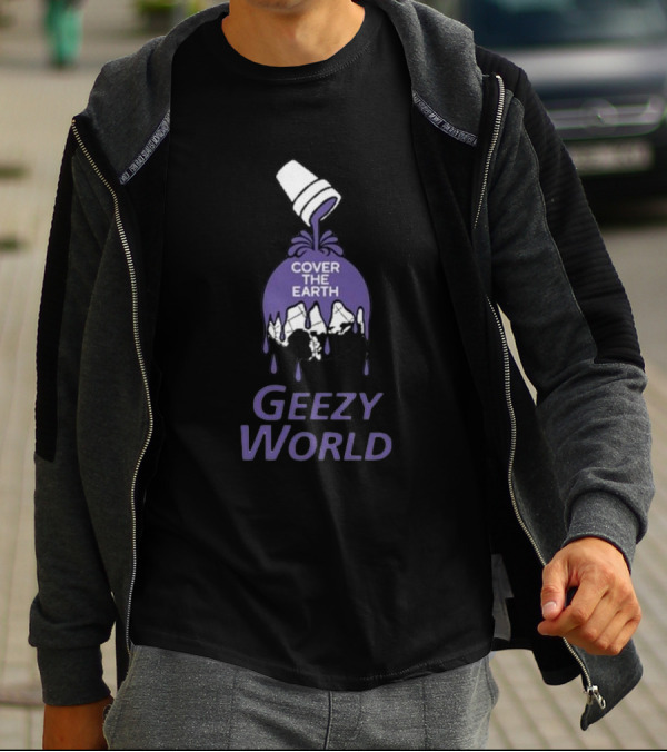 Cover The Earth Geezy World Purple Paint Cup T-Shirt