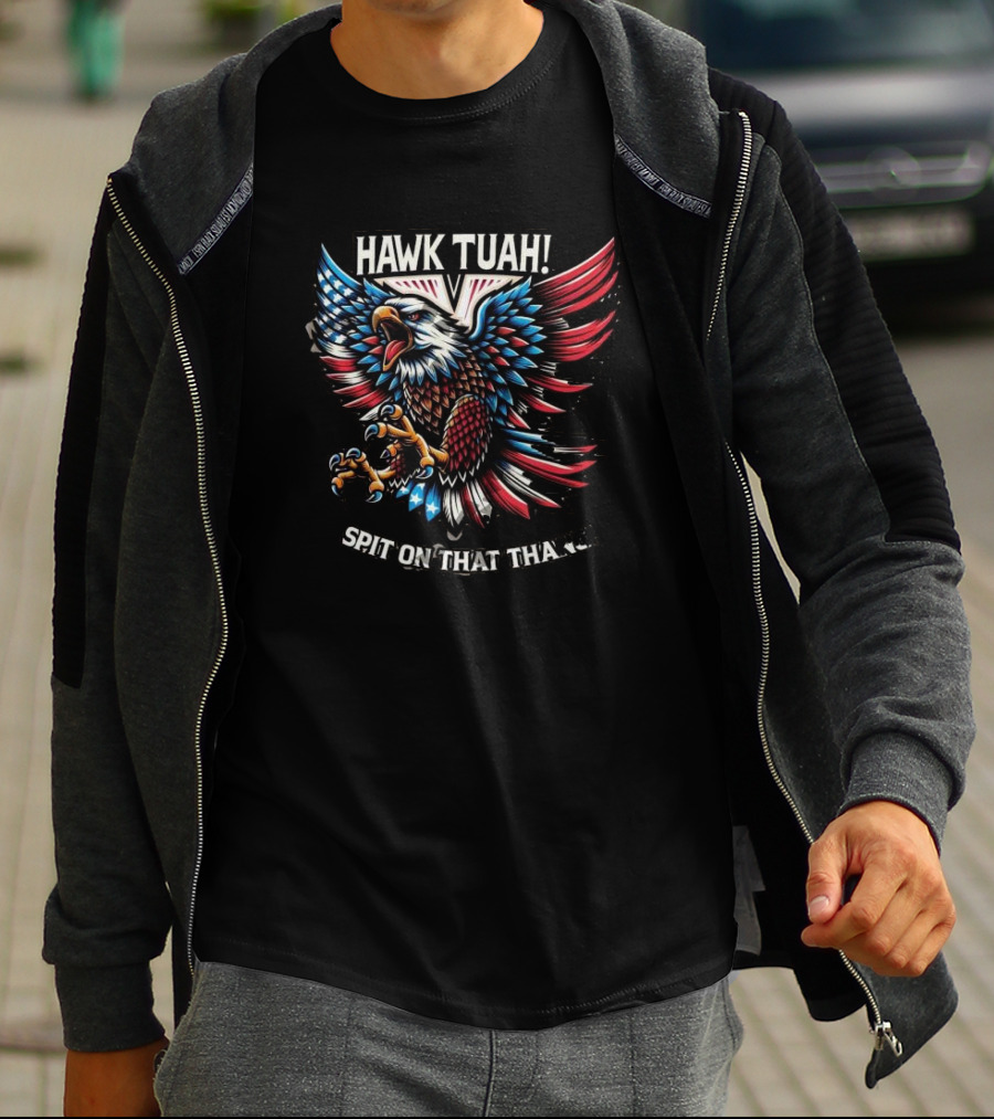 Hawk Tuah Eagles American Flag Spit On That Thang T-Shirt