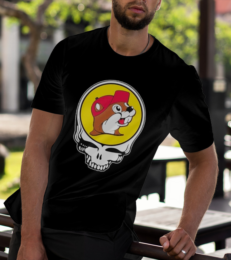 Buc-ee's Beaver In Grateful Dead Skull T-Shirt