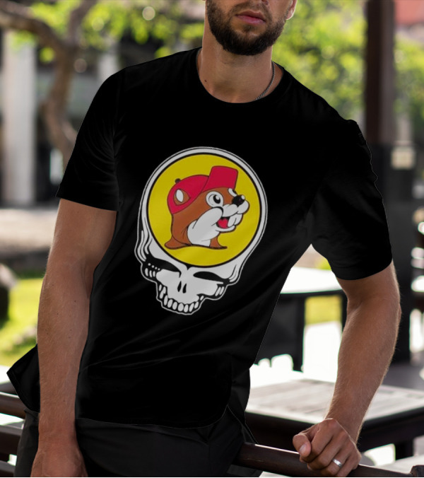 Buc-ee's Beaver In Grateful Dead Skull T-Shirt