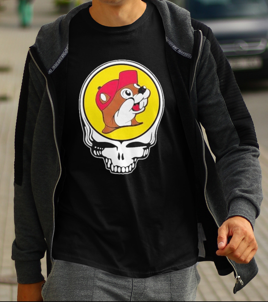 Buc-ee's Beaver In Grateful Dead Skull T-Shirt