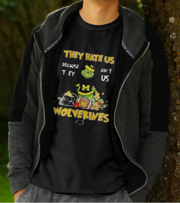 Grinch Michigan Wolverines They Hate Us Because They Ain't Us Christmas Football T-Shirt