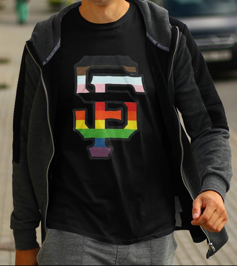 SF Giants Pride Logo With Inclusive Rainbow Colors T-Shirt