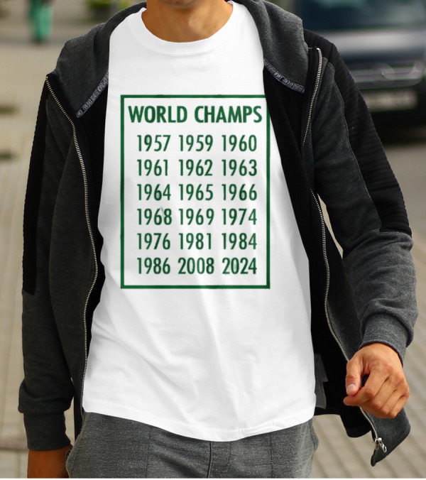 Boston Celtics World Champs 1957 1959 1960 1961 1962 1963 1964 1965 1966 1968 1969 1974 1976 1981 1984 1986 2008 T-Shirt