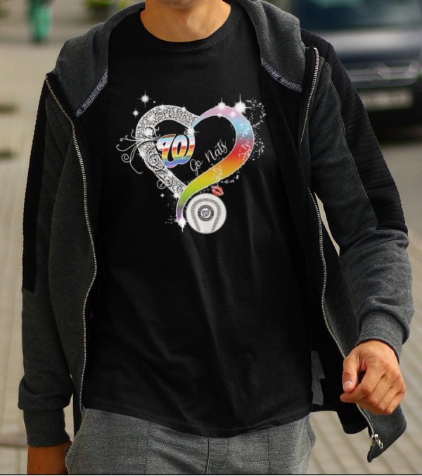 70 Go Nats Heart Diamonds Baseball T-Shirt
