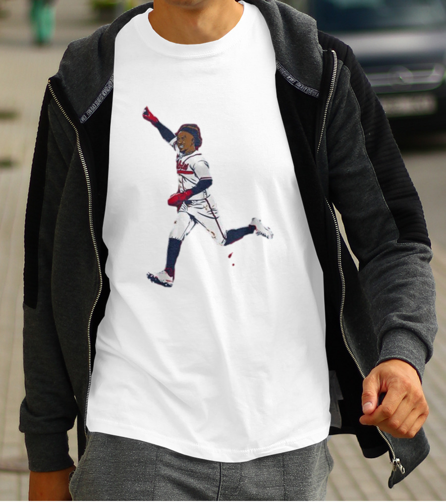 Ozzie Albies Baseball Celebration Pose Signature T-Shirt