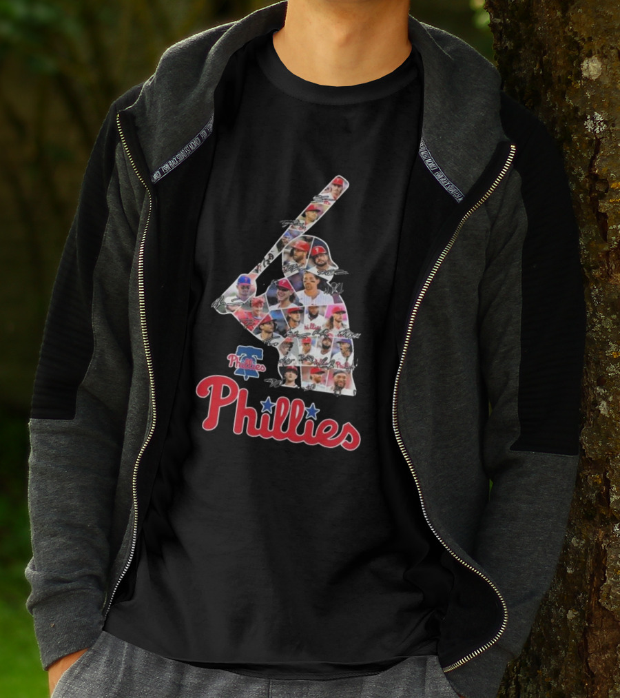 Phillies Baseball Icons Collage With Player Signatures T-Shirt