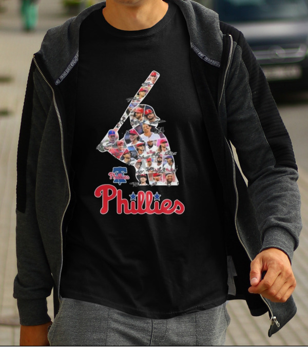 Phillies Baseball Icons Collage With Player Signatures T-Shirt
