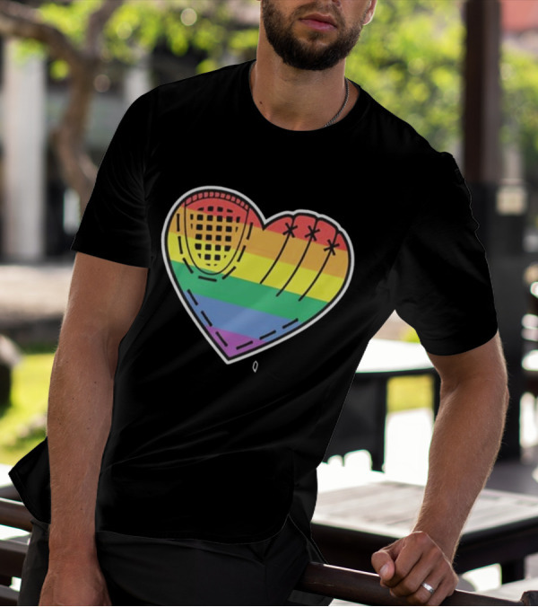 Pride Rainbow Baseball Glove Heart T-Shirt