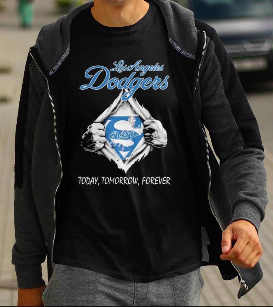 Los Angeles Dodgers Superhero Baseball Logo Today Tomorrow Forever T-Shirt