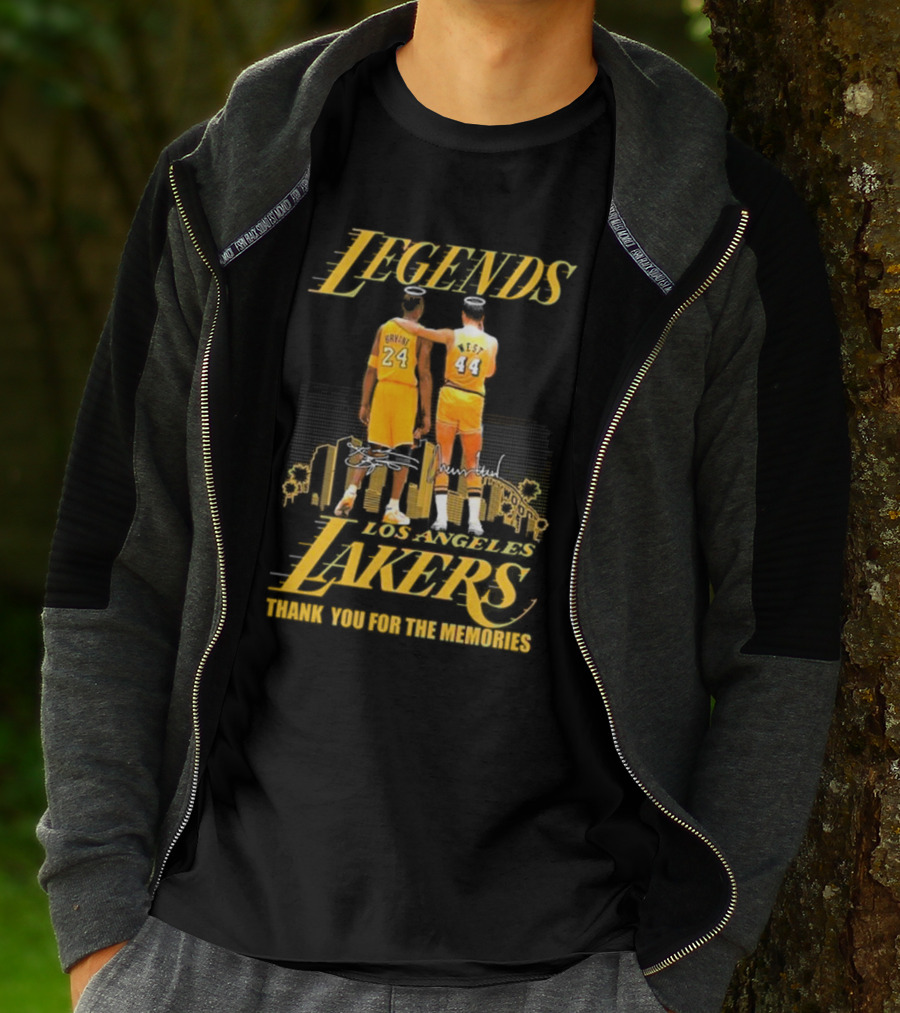 Legends Kobe Bryant Jerry West Los Angeles Lakers Thank You For The Memories Signatures T-Shirt