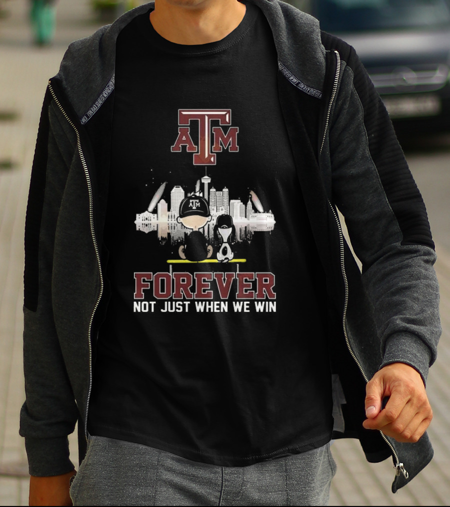 Snoopy And Charlie Brown Texas A&M Skyline Forever Not Just When We Win T-Shirt