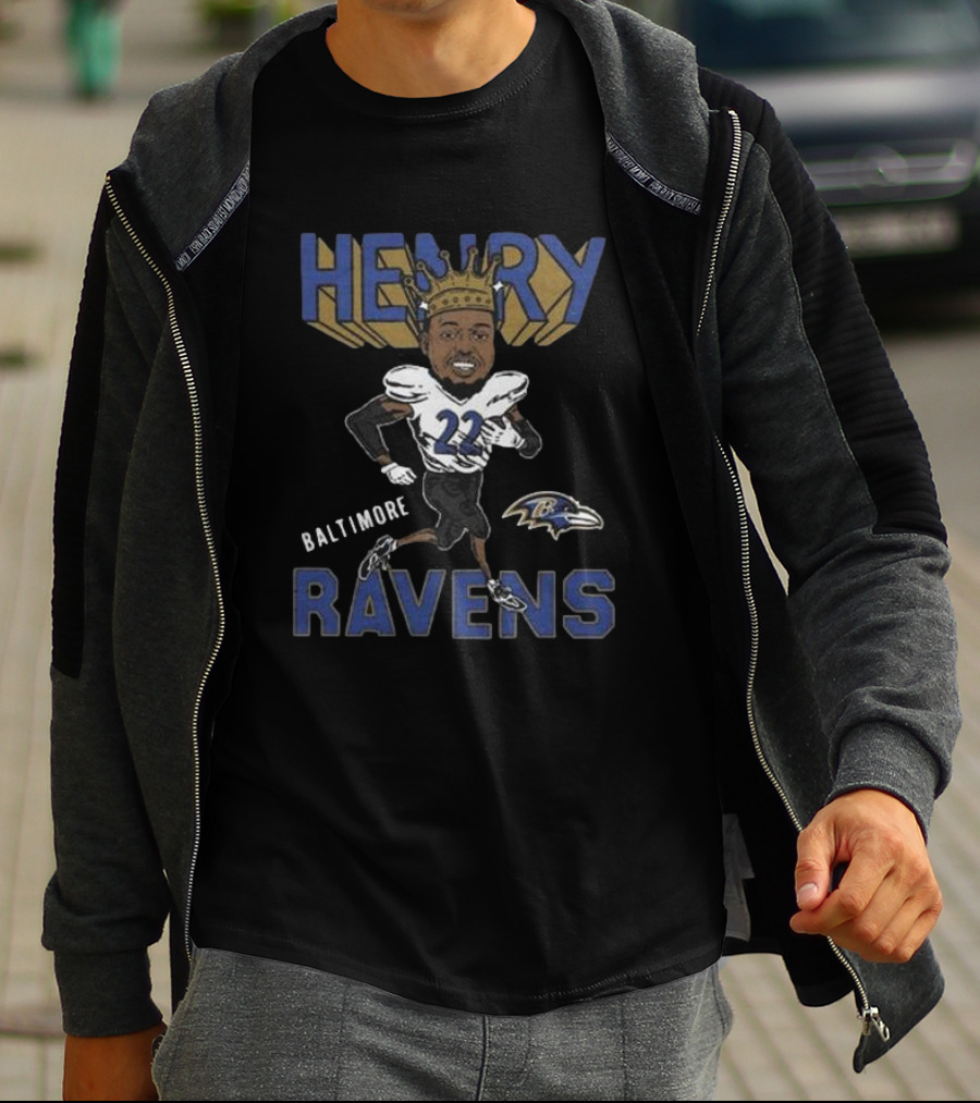 Baltimore Ravens Henry 22 Football Character With Crown T-Shirt