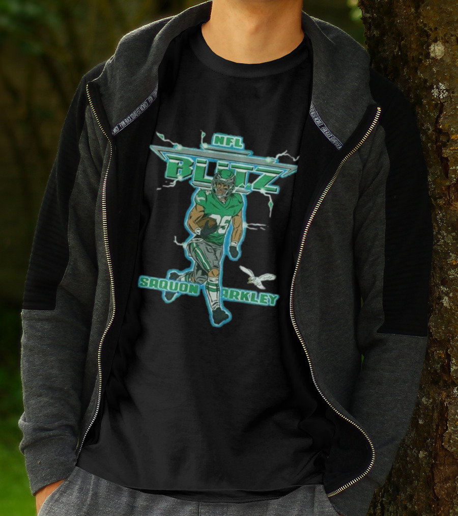NFL Blitz Eagles Saquon Barkley 26 With Lightning And Wings T-Shirt
