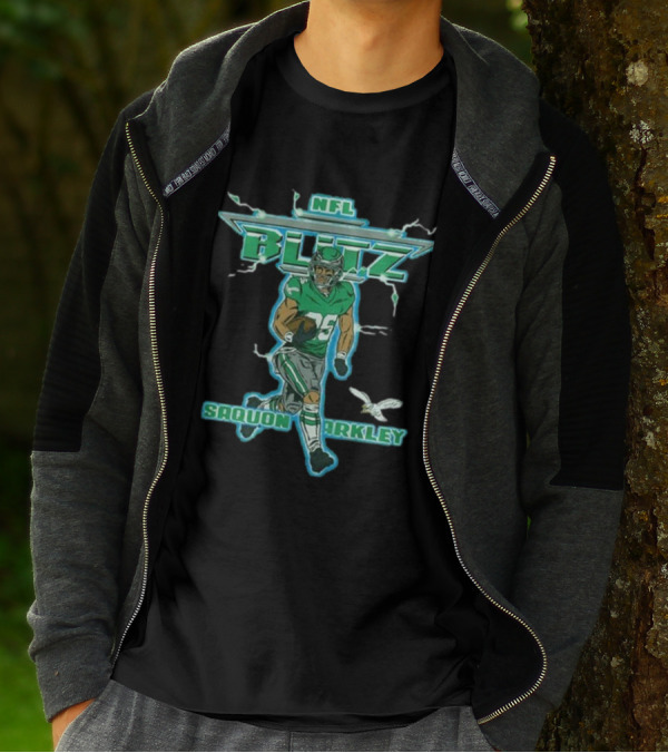 NFL Blitz Eagles Saquon Barkley 26 With Lightning And Wings T-Shirt
