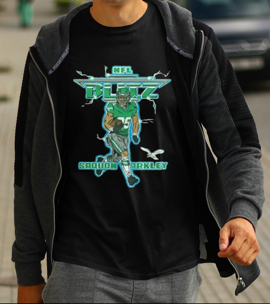 NFL Blitz Eagles Saquon Barkley 26 With Lightning And Wings T-Shirt