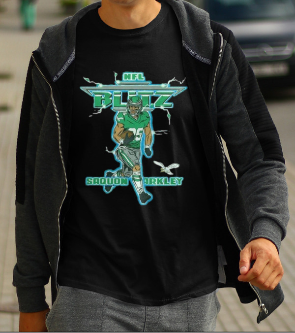 NFL Blitz Eagles Saquon Barkley 26 With Lightning And Wings T-Shirt