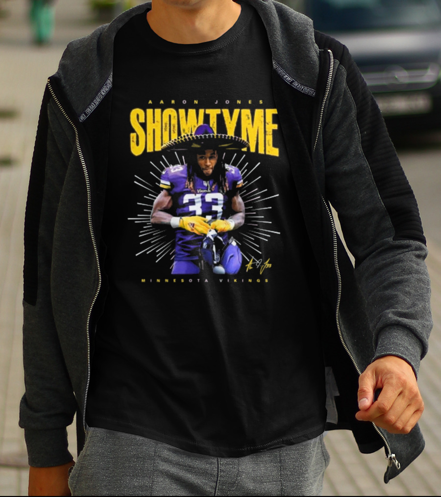 Aaron Jones Showtyme Minnesota Vikings NFL Football Signature 33 T-Shirt